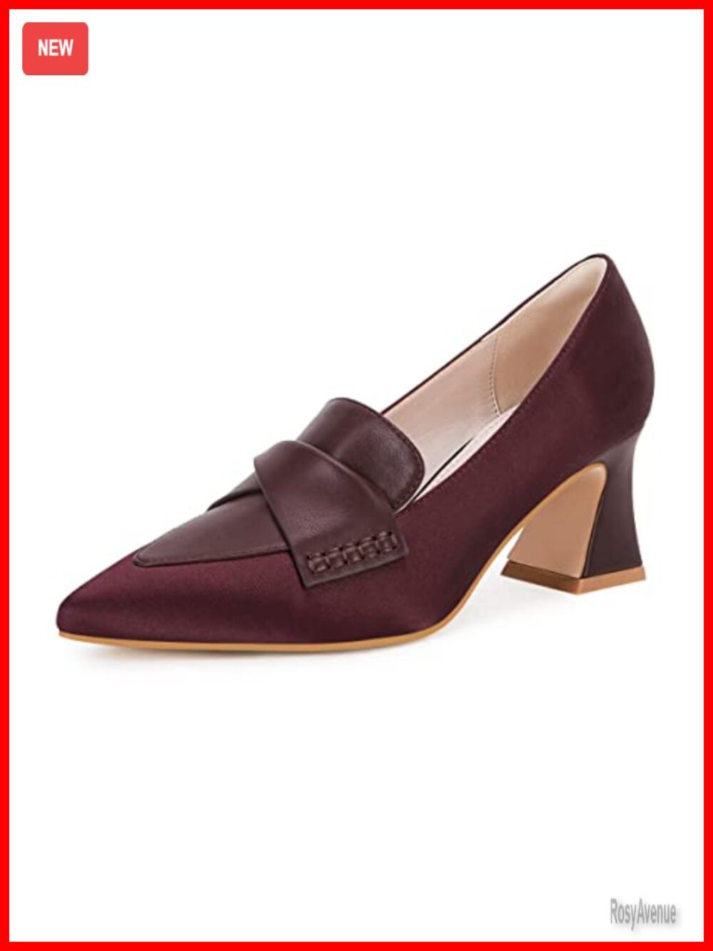 Women's Chunky Block Low Heels Pumps Stitching Retro Work Office Dress Shoes
